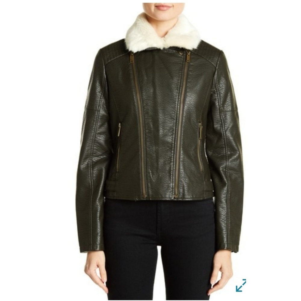 🌿NWT🌿French ConnectionFauxFur Collar Moto Jacket - Picture 2 of 4